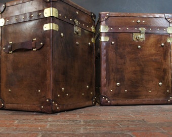 Handmade Bridle Leather Occasional Side Table Trunks
