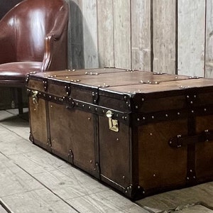 Luxury Hand Dyed Leather Coffee Table Trunk
