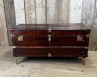 Unique luxury trunk - custom made antique leather - bespoke chest