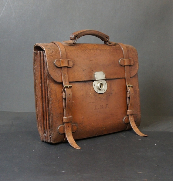 Antique English Belted Briefcase by Reid & Co Fam… - image 1