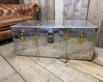 Antique aluminium aviators trunk