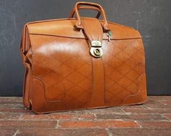 Stunning English Tan Leather Large Briefcase Bag