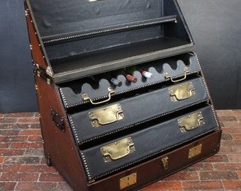 Bespoke Antique Steamer Trunk Wine Table Storage