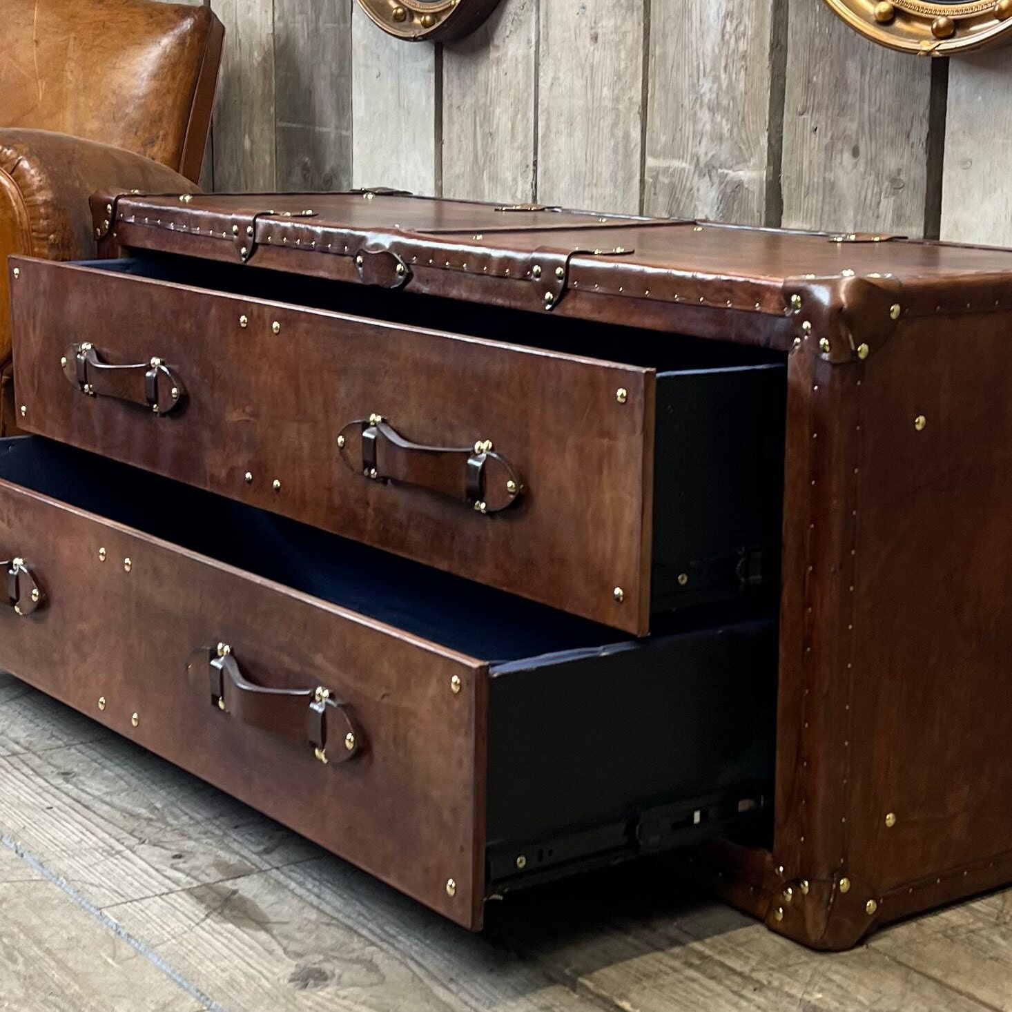 leather trunk dresser Handmade Leather Trunk - Custom Made Table | Drawer Coffee | Bespoke  Furniture