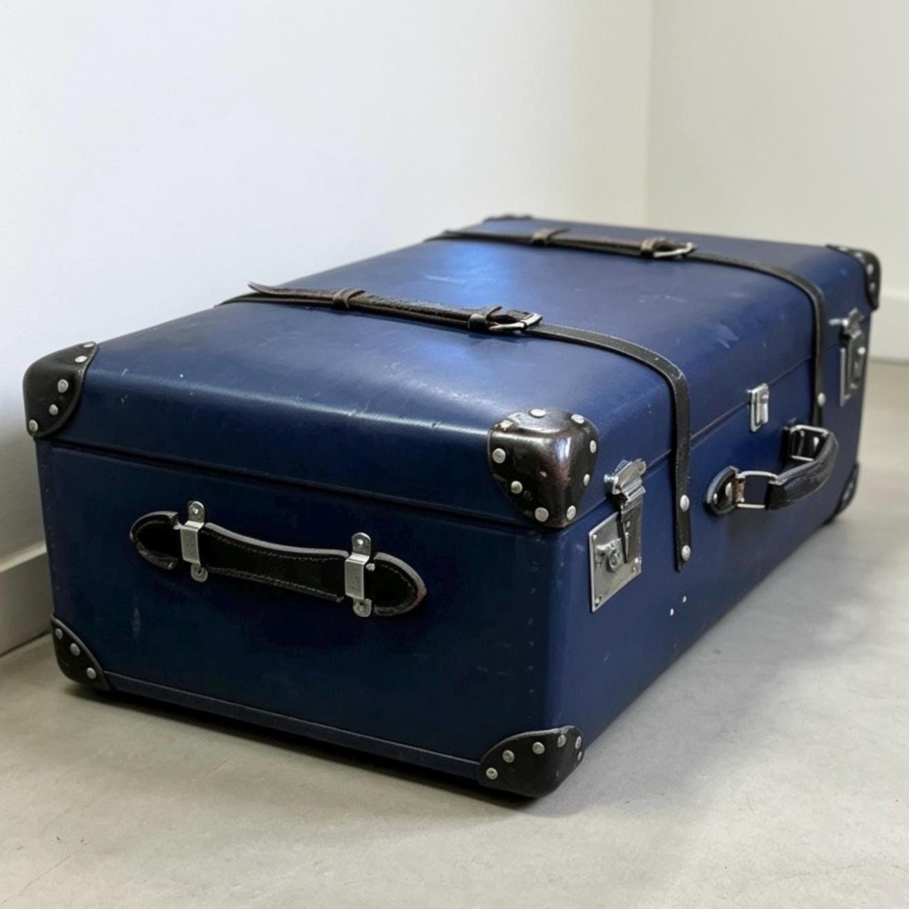 Globe-Trotter ヴィンテージキャリーケース Globetrotter Luxury Travel Trunk Suitcase - Navy Blue - Etsy