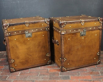 Campaign Consoles Handmade Luxury English Leather Travel Trunks Room Decor Interior Design