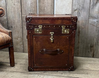 luxury bridle leather 1 draw bedside cabinet