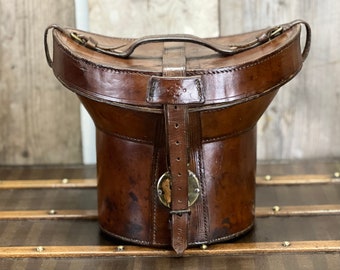 Antique Top Hat Solid Leather Hatbox