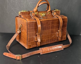 Luxury Mock Croc Gladstone Travel Bag by Fosters & Sons London