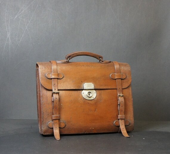 Antique English Belted Briefcase by Reid & Co Fam… - image 3
