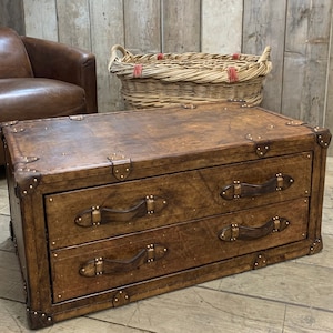 Luxury Crafted Hand Dyed, Handmade Leather Coffee Table. A Perfect Centrepiece For Your Home