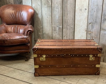 Luxury Vintage Inspired Leather Coffee table Trunk Home Decor Living Room Furniture