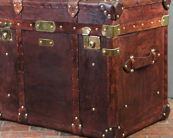 English Leather Hand Dyed Trunk End Table