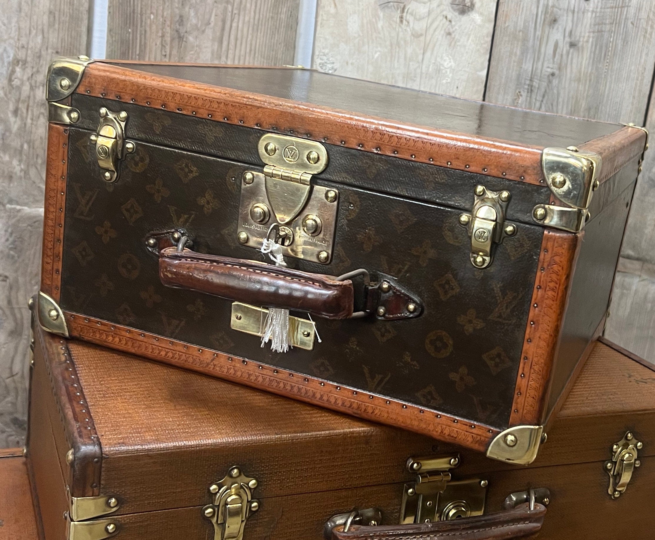 Antique Louis Vuitton Travel Suitcase Vanity Case With Key Luxury Luggage