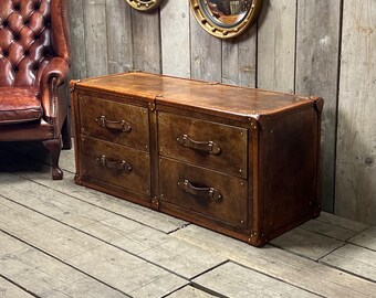 Large Tv Unit Cabinet in Hand Dyed Bridle Leather