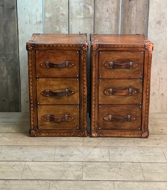 Leather outlet bedside drawers