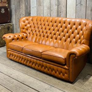 High Backed Tan Leather Chesterfield Sofa - Etsy UK