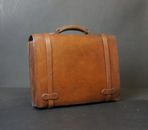 Antique English Belted Briefcase by Reid & Co Fam… - image 4
