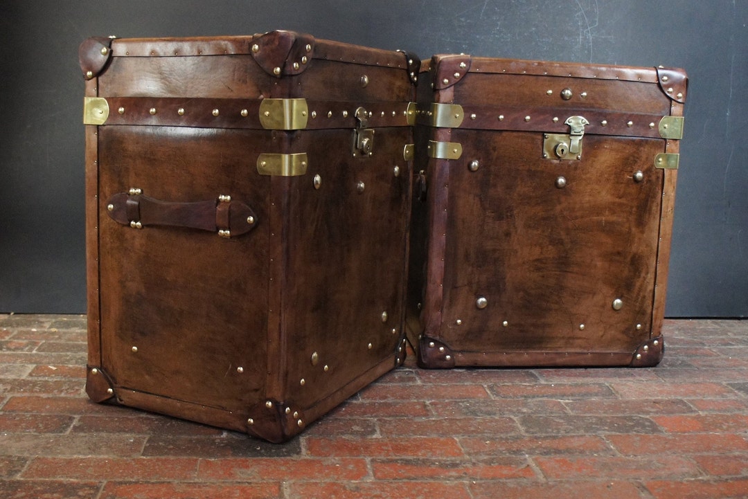 End Tables Luxury English Handmade Bridle Leather Luxury Campaign Style Chests Room Decor Etsy