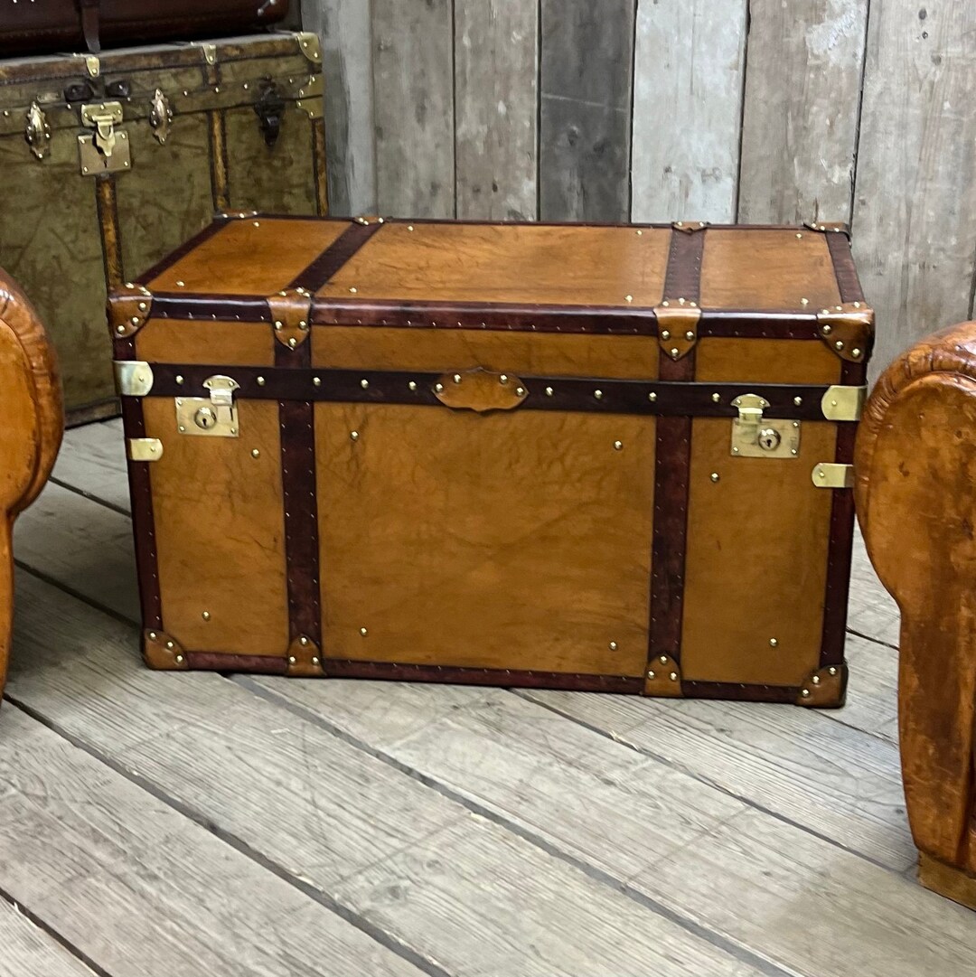 Luxury Leather Coffee Table Trunk Chest Room Decor Etsy