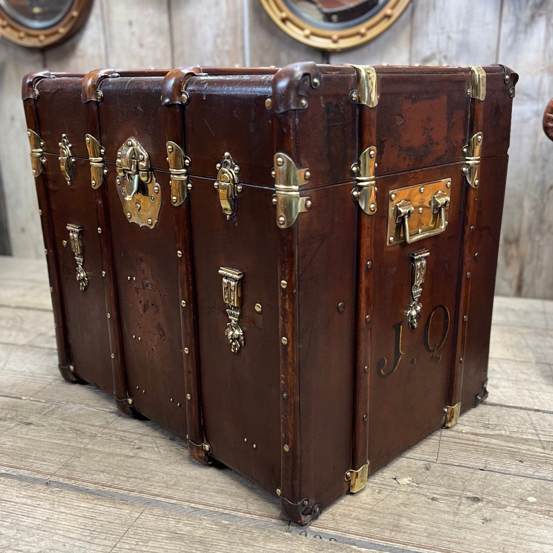 Antique Travel Trunk Cast Brass Etsy