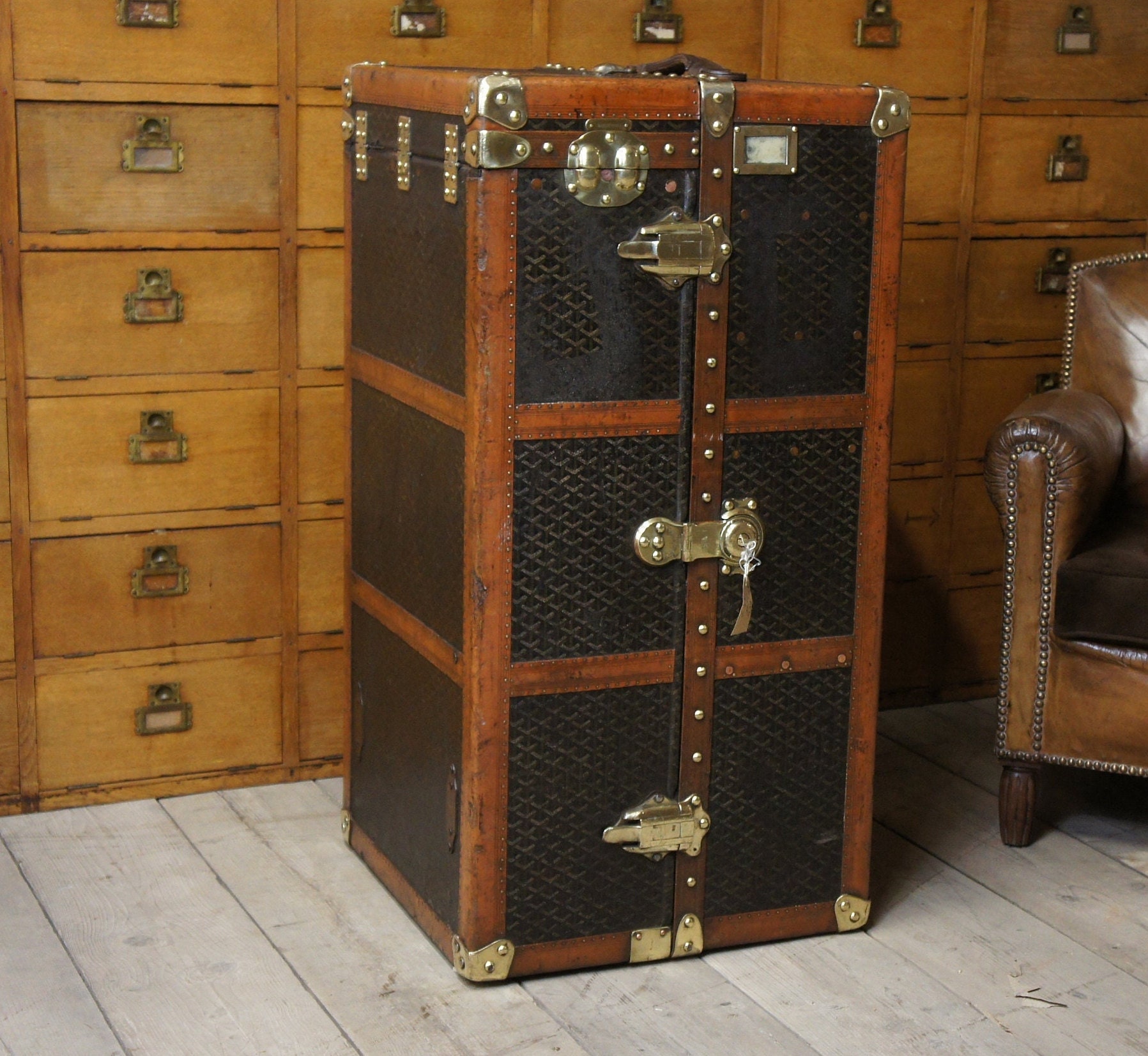 Antique Luxury Goyard Wardrobe Trunk 