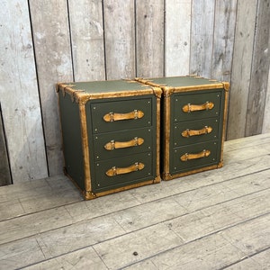 Luxury Handmade Olive Green Nightstands