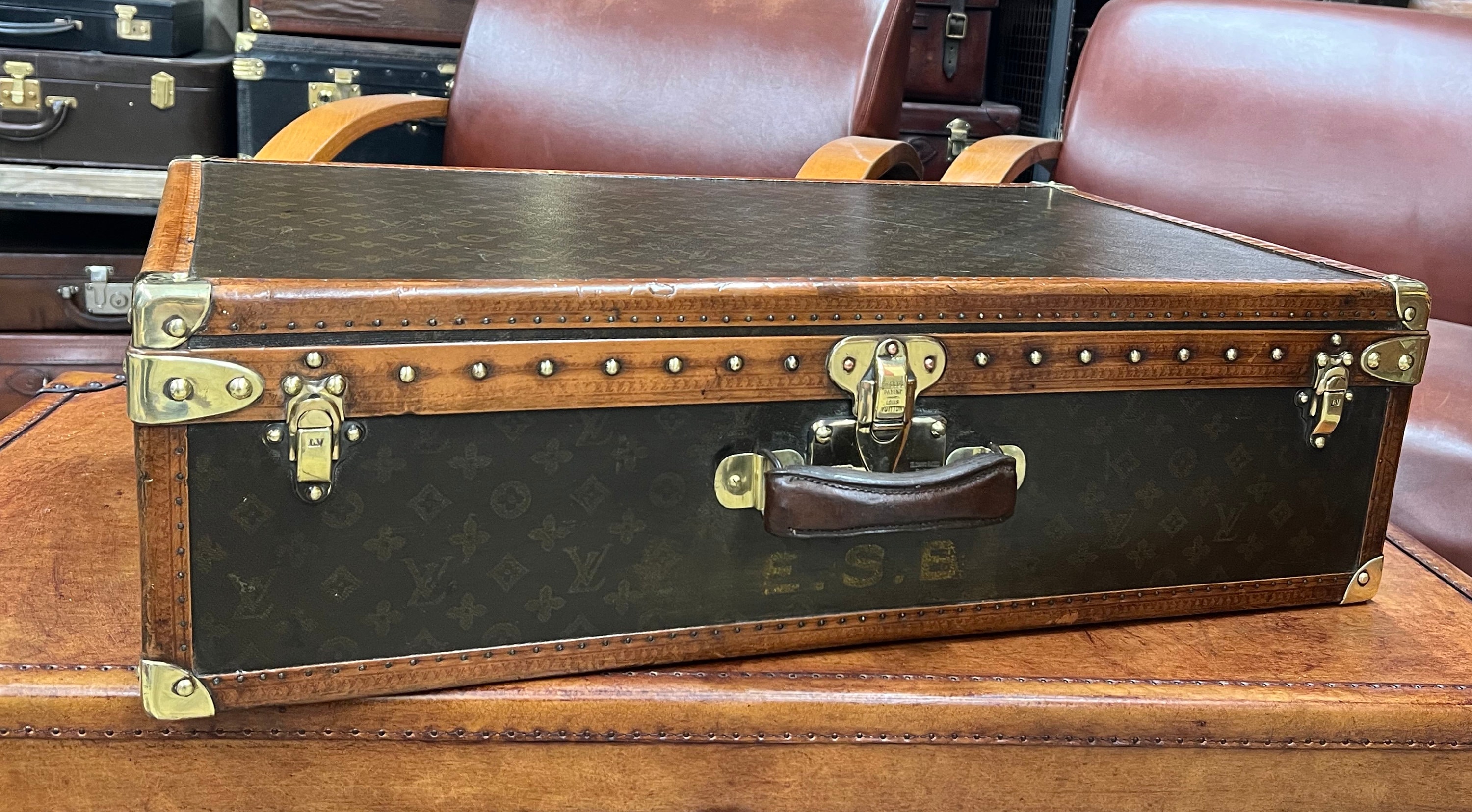 Antique Monogram Louis Vuitton Travel Suitcase Luxury Luggage 