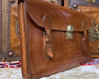Solid Leather English Executives Briefcase Satchel