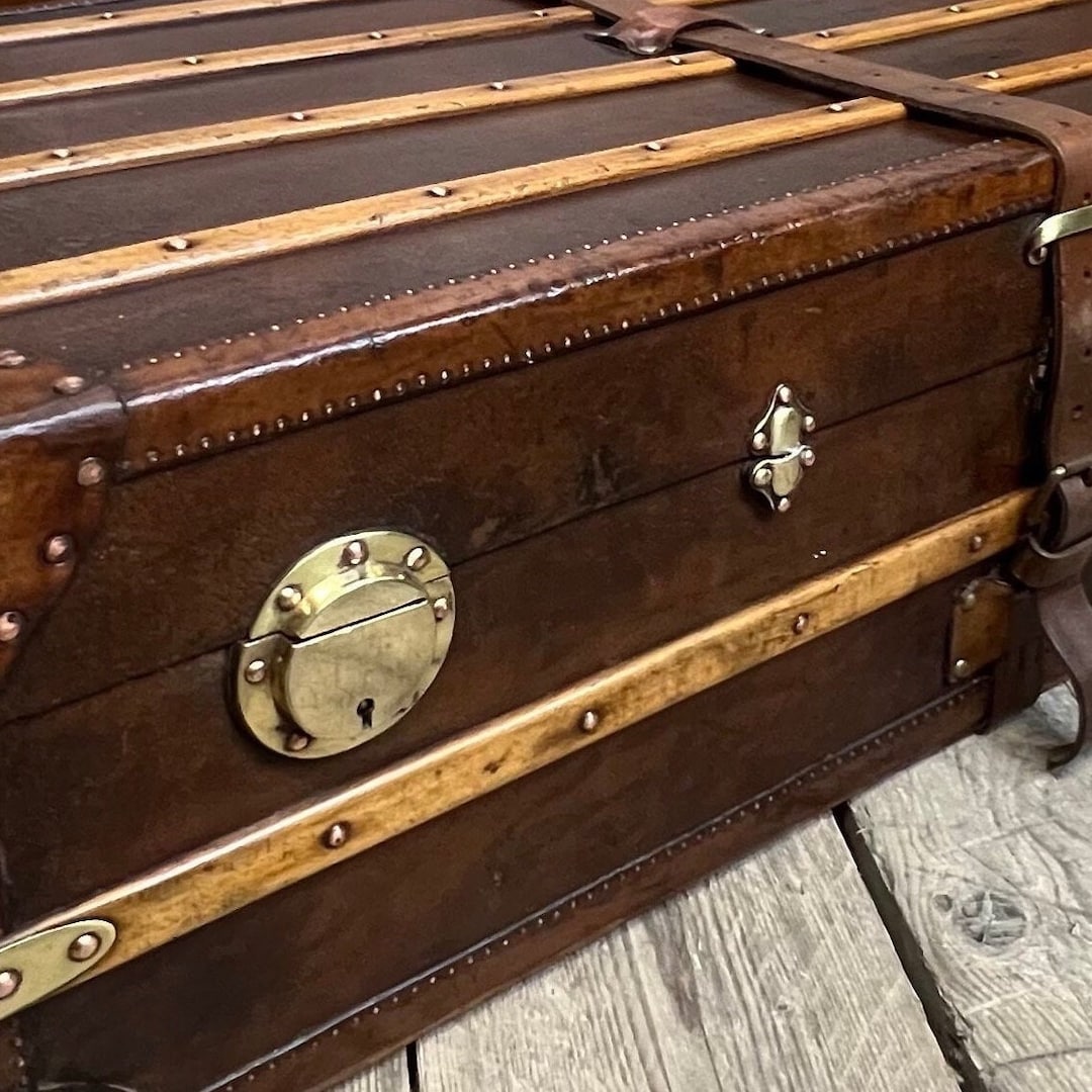 Luxury Antique Full Leather Cabin Trunk by Ernest Hoffmann - Etsy
