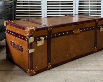 London Tan Handcrafted Leather Livingroom Trunk