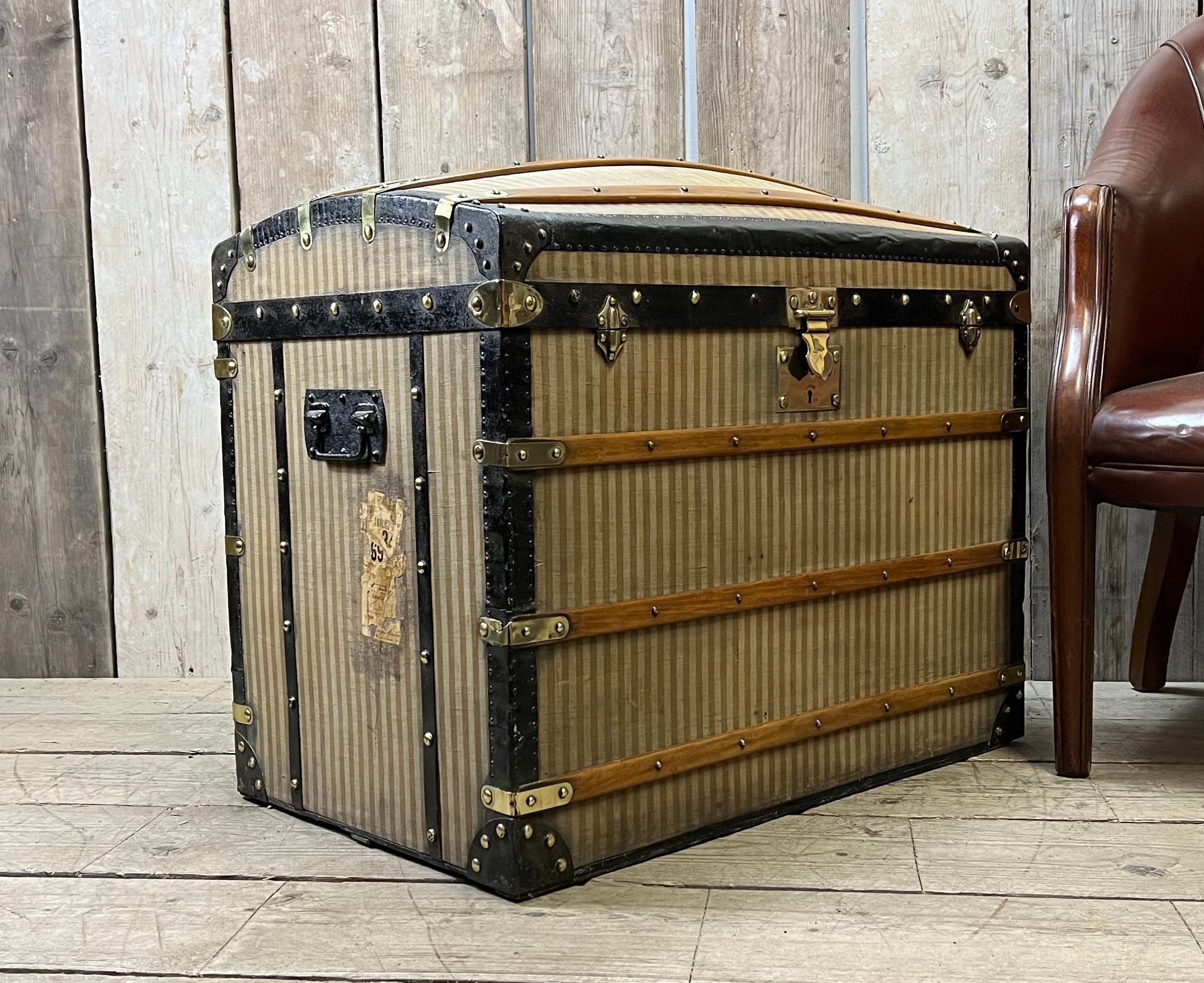 1880s Rayee Stripe Louis Vuitton Steamer Trunk