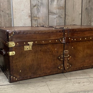 Room Decor Home Furnishings Large Leather Coffee Table Trunk