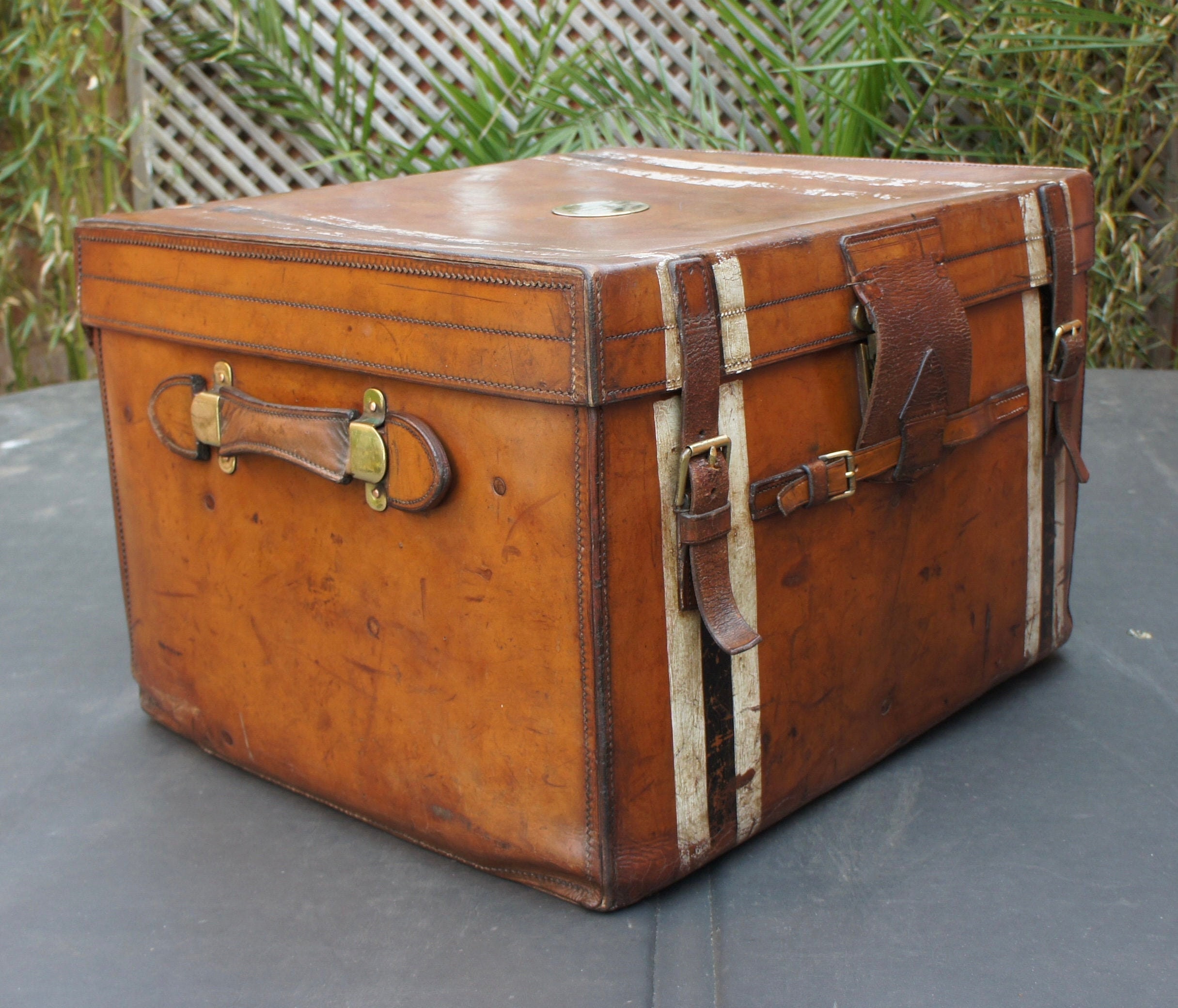 Stunning Military Trunk By Army & Navy Leather Lined With Tray Etsy