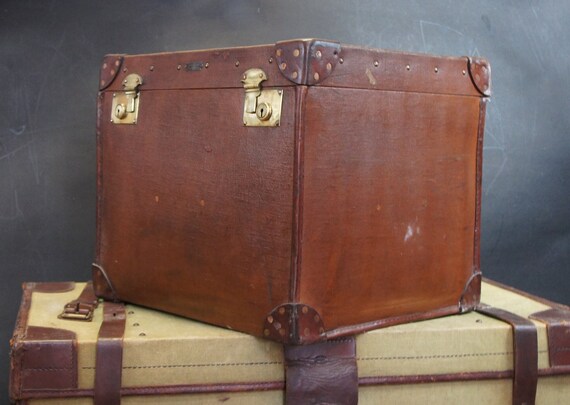 Gran lienzo antiguo inglés de viaje trunk hat box | Etsy México