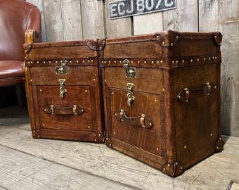 Handmade Hand Dyed Luxury Leather Night Stands Side Tables