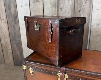 Antique solid leather military field boot trunk