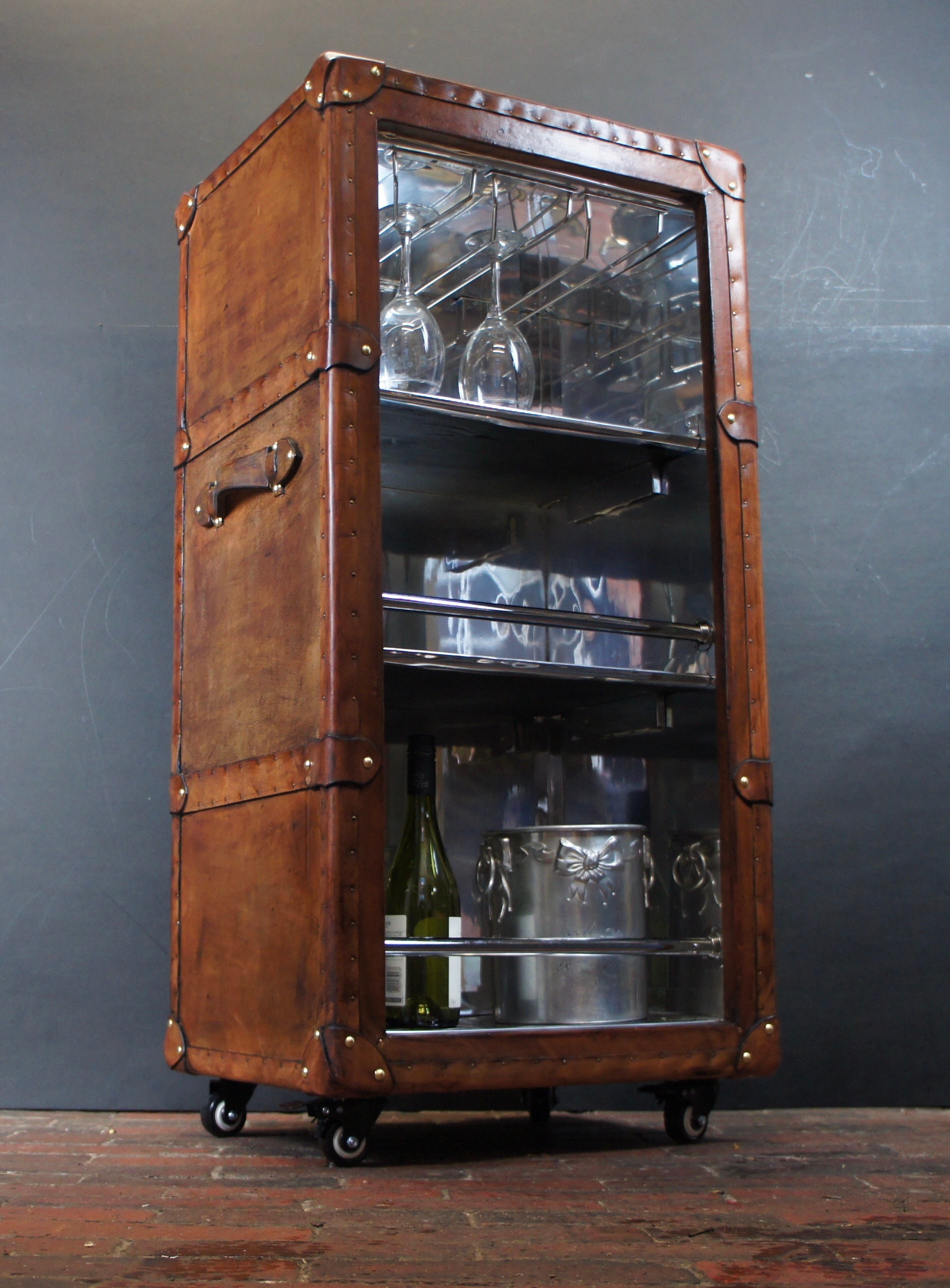 steamer trunk bar cabinet