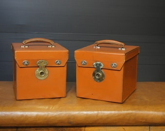 Matching Pair of Leather Utility Cases