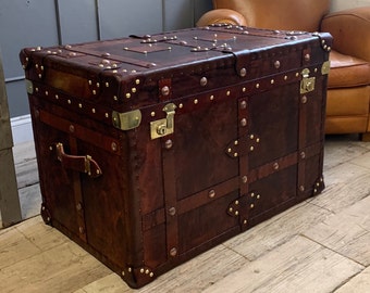 Luxury Leather Coffee Table Trunk, Room decor