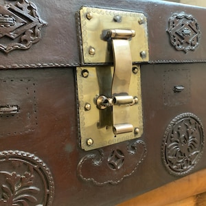 Oriental Thick Leather Travel Trunk