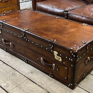 Luxury Leather Coffee Table Trunk