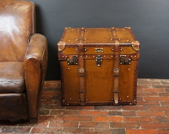 Handmade English Large Belted Occasional Side table Trunk