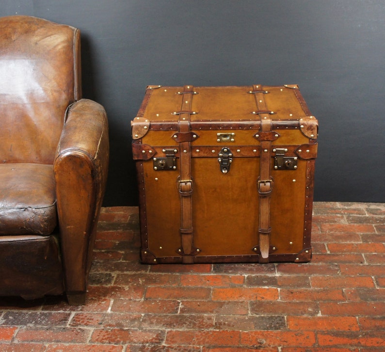 Handmade English Large Belted Occasional Side table Trunk image 1