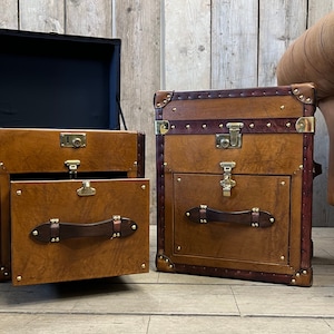 English Luxury London Tan End Tables 1 Draw Night Stands Bedroom Decor