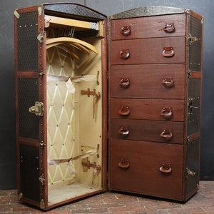 Luxury Antique Wardrobe Trunk by Goyard With Key 