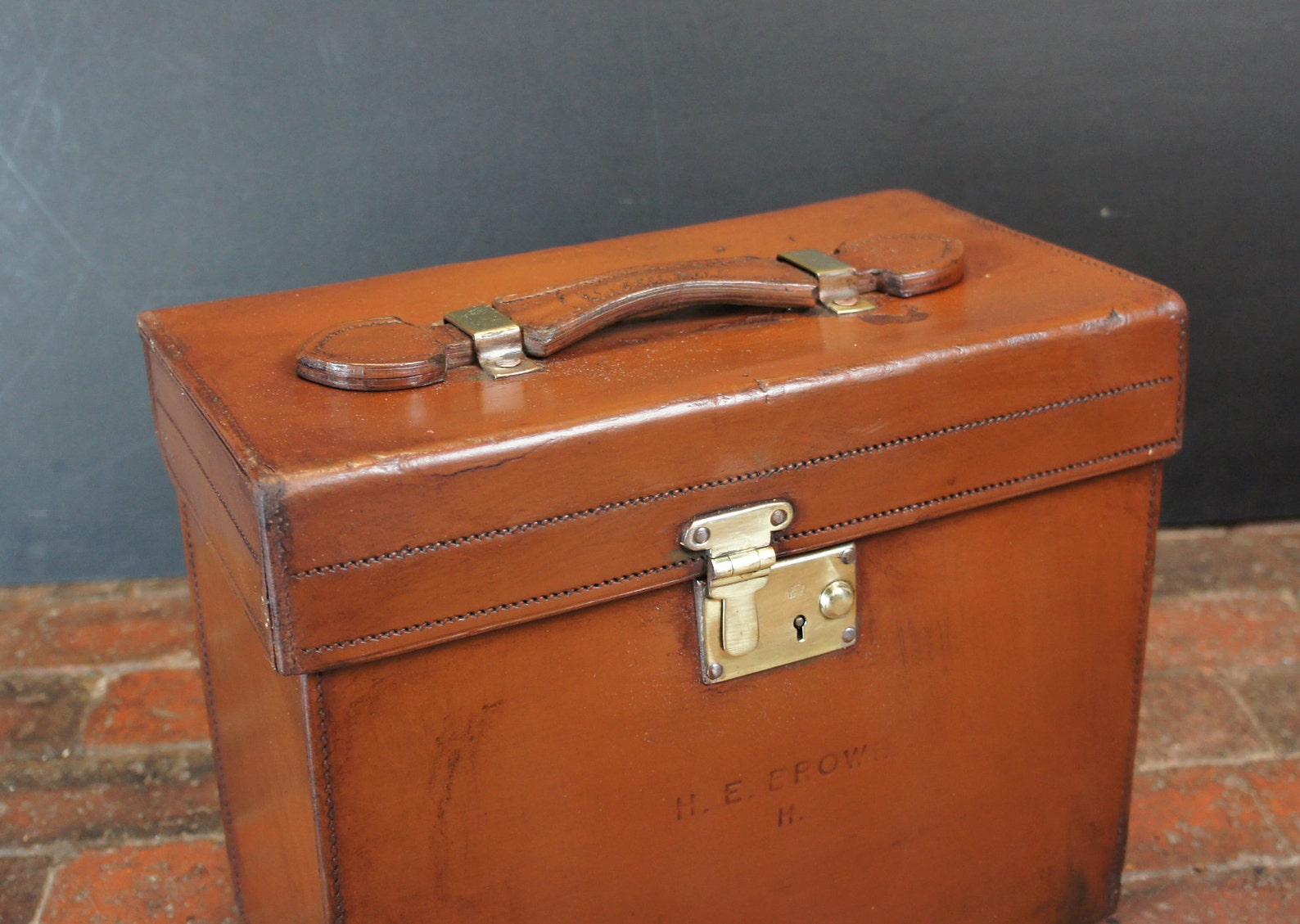 English Antique Leather Top Hat Hat Box Case Etsy