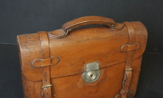 Antique English Belted Briefcase by Reid & Co Fam… - image 6