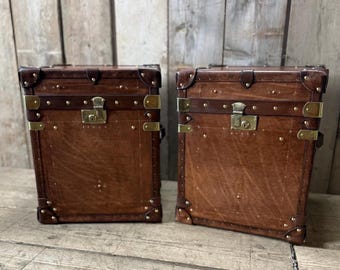 Crafted oak aged English trunks - set of two