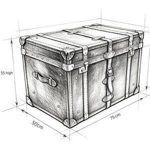 scetch drawing of trunk with measurements